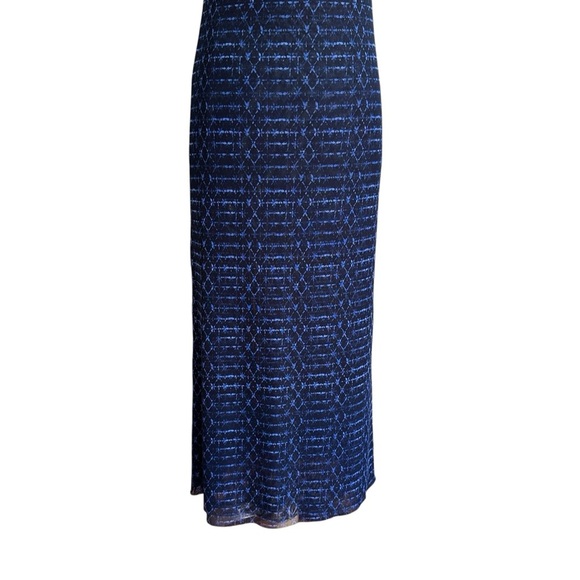MISA Los Angeles Vanessa Patterned Column Maxi Dress Sheer Mesh Whimsy Sz Small - Picture 9 of 14